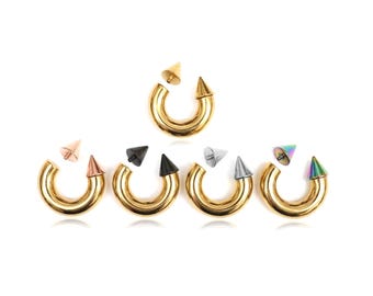 Titanium Custom Spike Gold Horseshoe Septum Ring: Internally Threaded Barbell