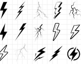 Lightning Bolt SVG Bundle, Thunder Svg, Lightning Bolt PNG Bundle, Flash Clipart, Lightning Bolt SVG Cut Files for Cricut , Flash Silhouette