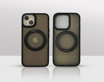 Megsafe Stand Handyhülle für iPhone 16 15 14 13 12 Pro Max Schwarz Robuste Hartschale