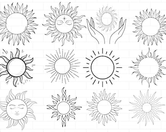 Sun svg, sunrise svg bundle, Sun clipart, half sun svg, summer sun svg, sun cut file, sun silhouette, sun vector, sunshine svg bundle