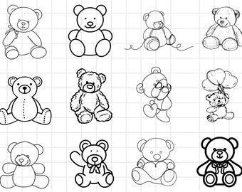 Teddy Bear Svg Bundle, Teddy Bear Png Clipart,Teddy Bear Head Cricut, Cute Bear Svg, Teddy Bear Face, Teddy Bear Silhouette, Teddy Bear File