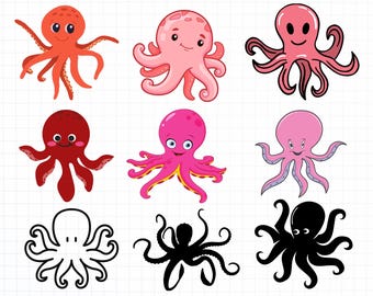 Pulpo svg png, svg submarino, vida marina svg, océano svg, pulpo clipart, verano svg, playa svg, animales marinos svg, animal svg