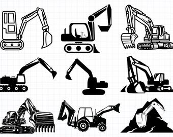 Excavadora SVG, Imágenes Prediseñadas de trabajo vial, Imágenes Prediseñadas de construcción, Excavación SVG, Imágenes Prediseñadas para niños, Digger Svg, Dig SVG, Trabajo svg, equipo pesado svg
