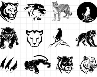 Panther SVG Bundle, Panther Head svg, Panther Face svg, Panther monogram, Panther dxf,Panther png,Panther vector,Panther design