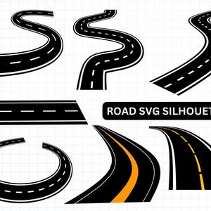 Road Svg Bundle, Road Svg, Highway Svg, Bending Svg, Curved Asphalt Road Svg, Road Clipart, Svg Cut File Cricut Silhouette