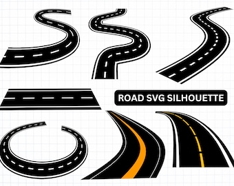 Paquete de svg de carretera, svg de carretera, svg de carretera, svg de flexión, svg de carretera de asfalto curva, clipart de carretera, silueta cricut de archivo de corte svg