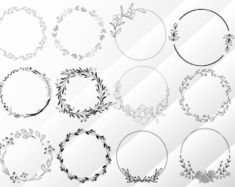 Blumenkranz SVG Bundle: Blumenkreis Rahmen (Digitaler Download)