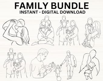 Paquete Family Doodle Svg - Silueta familiar Clipart, Papá, Mamá, Niños, Hijo, Hija, Niños, Bebé, mejor amigo svg, Cortar archivos regalo familiar