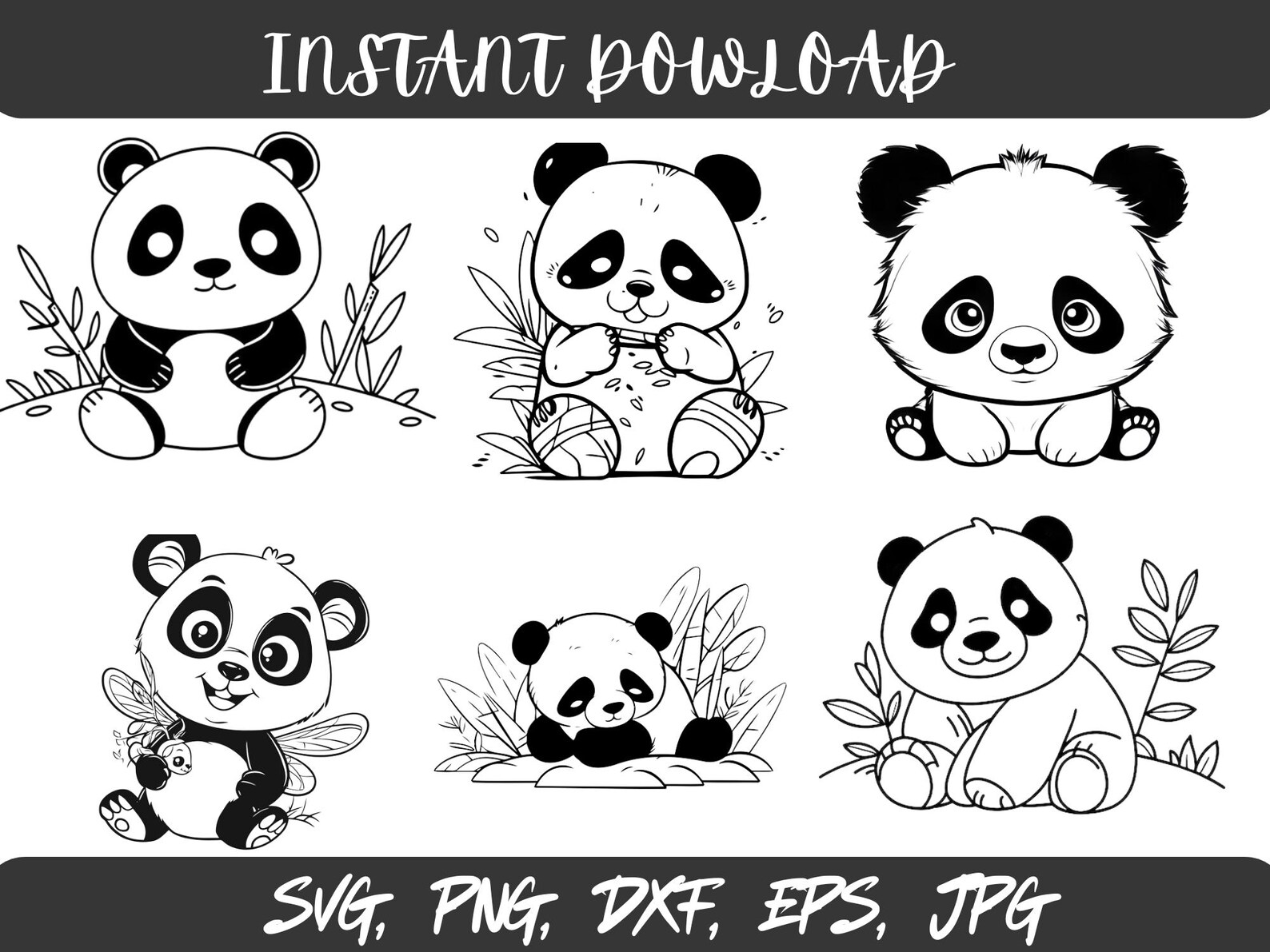 Cute Panda Svg Bundles, Panda SVG Cute Panda Svg , Panda Clipart Panda ...