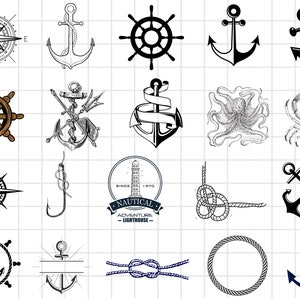Nautical SVG Bundle, Nautical PNG Bundle, Nautical Clipart, Sailling svg, Nautical Silhouette, Ocean Life, Nautical SVG Cut Files for Cricut