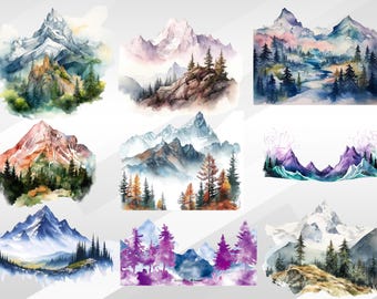 Water color mountain svg bundles, Mountain svg bundles, mountain clipart, mountain svg, mountain clipart bundles, landscape svg