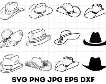 Cowboy Hat svg Bundle, Cowgirl Hat svg Bundle, Southwestern svg, Cowboy Hat Silhouette svg, Country Hat svg Bundle, Hat svg, Cowboy svg