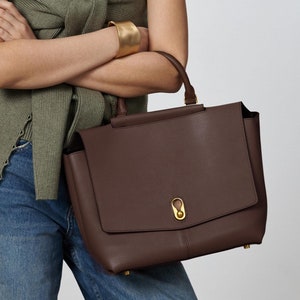 Sacs en cuir à poignée supérieure, Sac fourre-tout en cuir élégant, Sac à main en cuir véritable