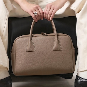 Leather Top Handle Bag, Genuine Leather Shoulder Bags, Minimal Design Work Bag