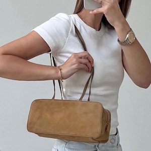 Suede Tote Bag, Genuine Lambskin Shoulder Bags, Bowling Shoulder Bags