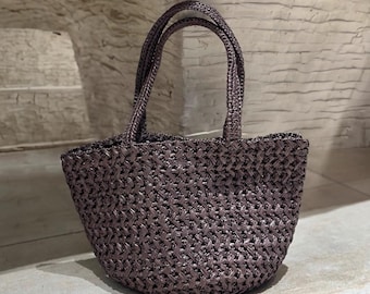 Raffia Tote Bag, Artificial Raffia Woven Shoulder Bags, Handmade Straw Bag, Raffia Crochet Handbag