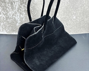 Suede Tote Bag, Minimal Leather Tote Bags, Genuine Leather