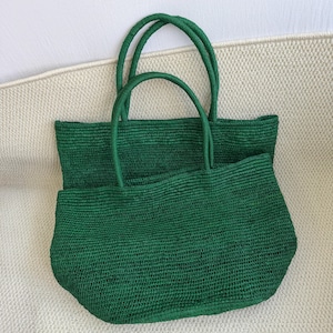 Bolsa grande de ráfia, bolsa de ombro feminina de ráfia trançada, bolsa de palha feita à mão, bolsa de praia para férias imagem 19