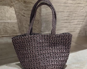 Raffia Tote Bag, Artificial Raffia Woven Shoulder Bags, Handmade Straw Bag, Raffia Crochet Handbag