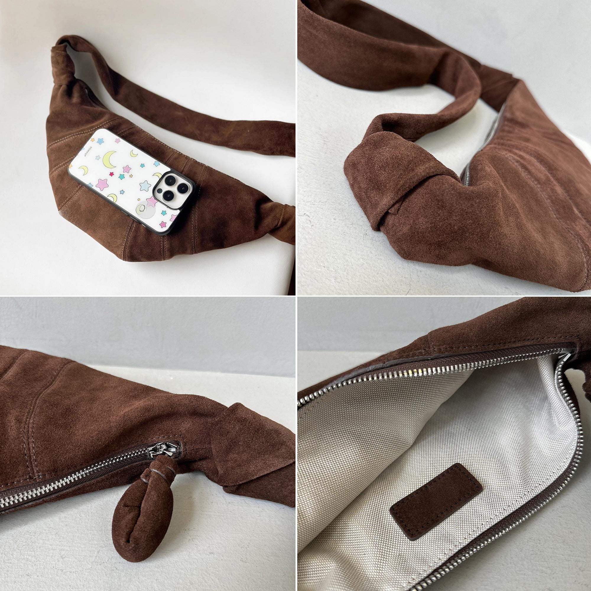 Retro Floral Jacquard Spliced Croissant Shoulder Bag