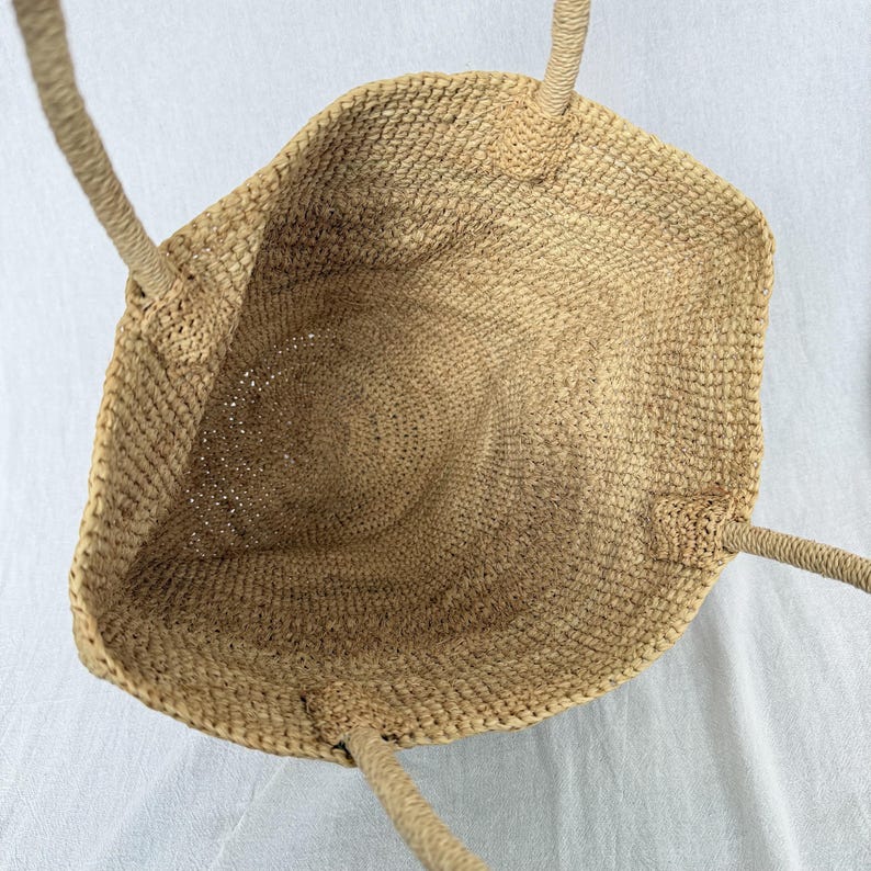 Raffia Tote Bag, Women's Raffia Woven Shoulder Bags, Handmade Straw Bag, Vacation Beach Tote Bag image 3