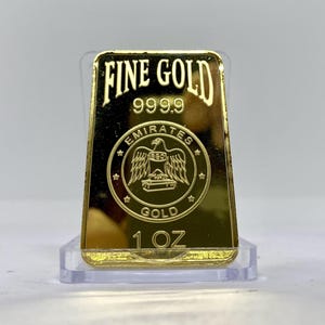 Gold Bar Emirates 1 OZ REPLICA goldplated gold bullion, Arab Gold