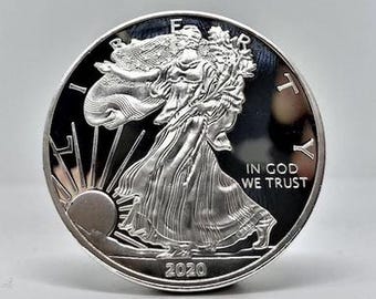 Silver plated coin American Eagle Liberty 1 oz coin 2020 REPLICA silver plated 1 dollar, USA proof in God we trust