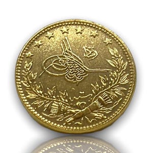 Ottoman Empire gold coin Mehmed V. Gold Plated 100 Kurush Coin (22mm) REPLICA 1pcs