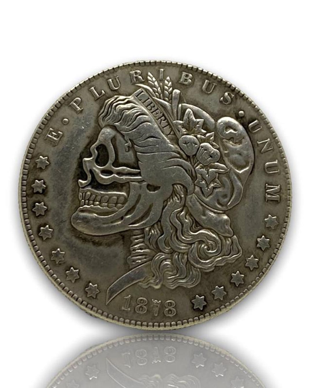 Skull Morgan Dollar Hobo Coin – Handcrafted Carved Silver Replica ...