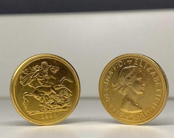 Moneta placcata in oro, REPLICA della moneta britannica Full Sovereign di Elisabetta II, 1 pezzo, Regno Unito