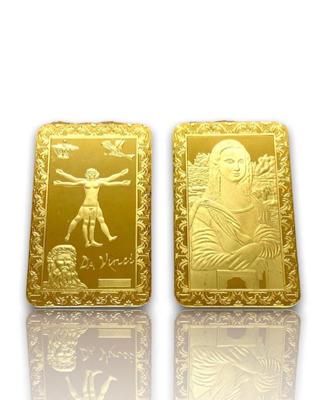 Gold-plated Leonardo Da Vinci Art Bar – Mona Lisa & Vitruvian Man