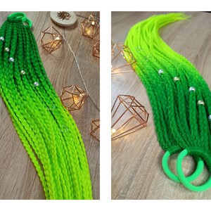 2er Set Pferdeschwanz Zopfverlängerungen/Haargummi elastisch/Rave Hair/Dread Accessoires/ Festival Haar/Pferdeschwanz/Dreadlocks