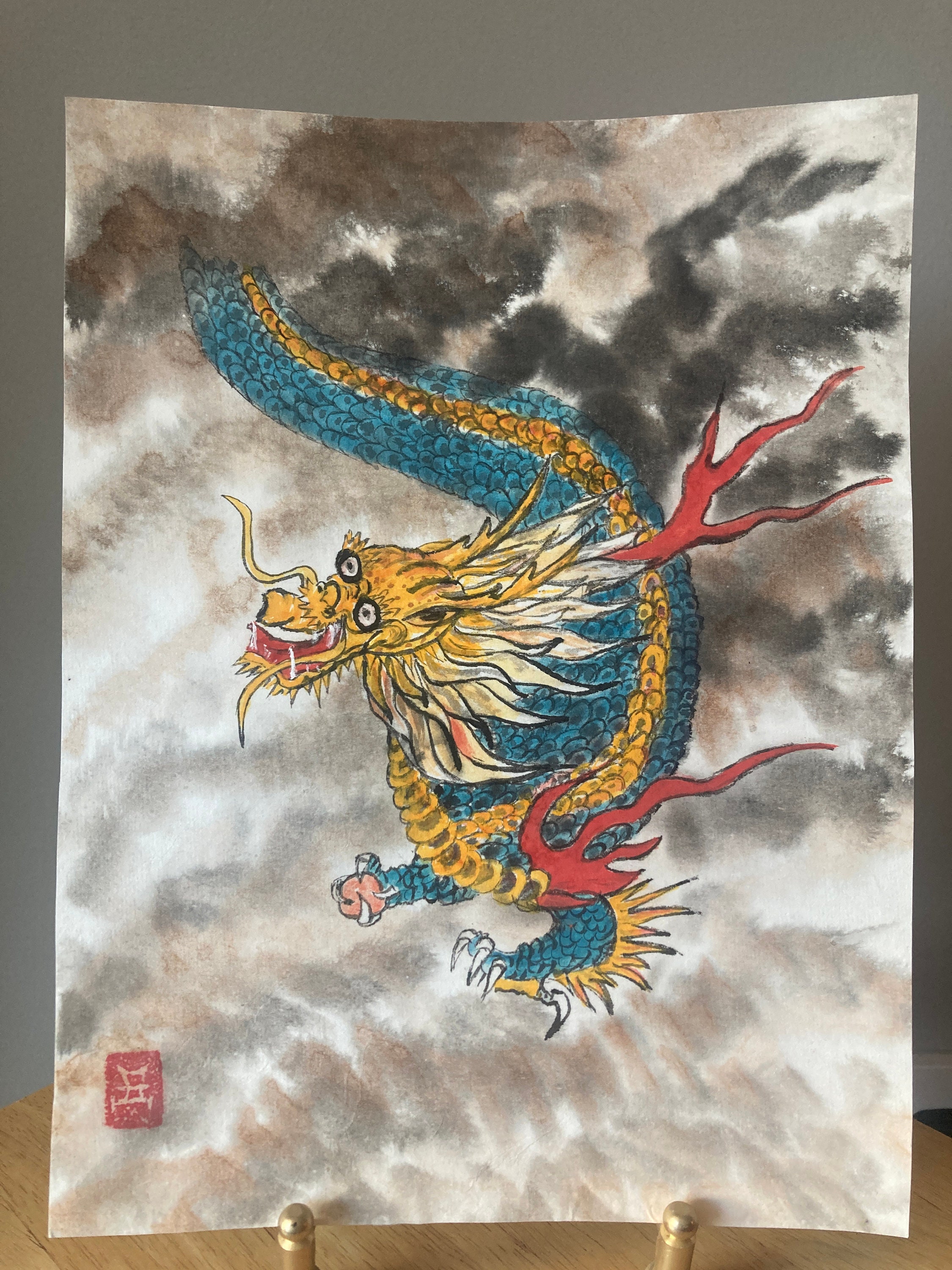 Lunar New Year - Azure Dragon Holding a Pearl - Good Luck