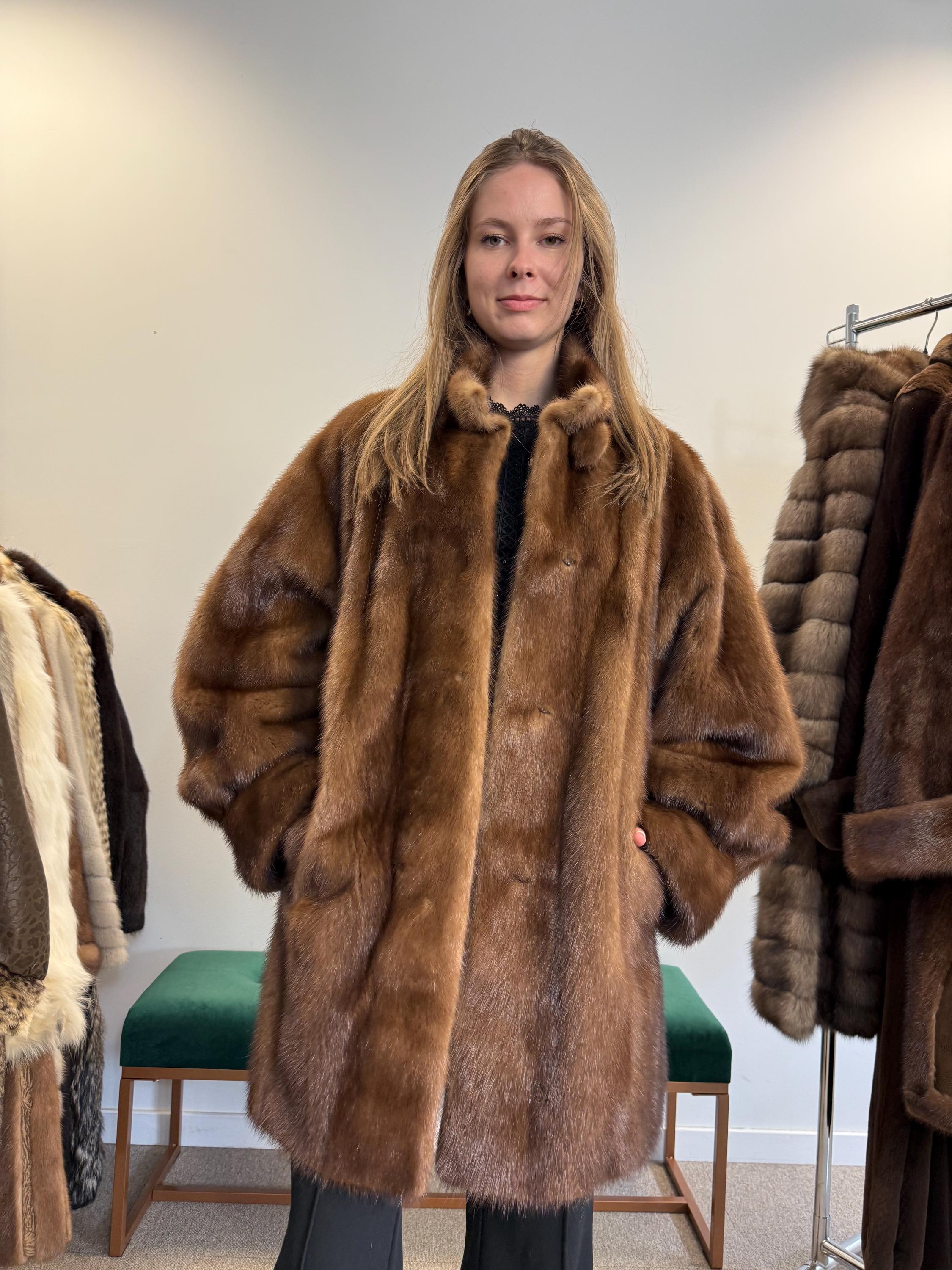 【古着】サガミンク 毛皮オーバーサイズロングコート サガミンクファーコート、XXLサイズ、ヴィンテージファーコート