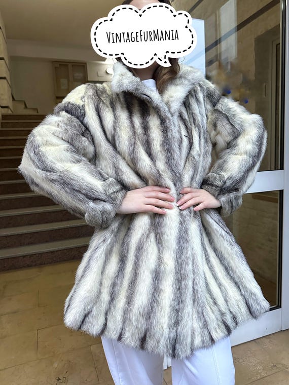 Mantel Pelz Jacke Grau Echtfell Parka Mit Fell Grau Winter Mantel