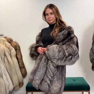 Silver fox fur coat - Etsy 日本