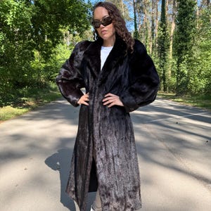 Dark Brown Mink Coat Full Length, Large Size, Real Mink Fur Coat, Long Mink Fur Coat, Fur Coat, Vintage Fur Coat, Dark Brown Mink Fur coat