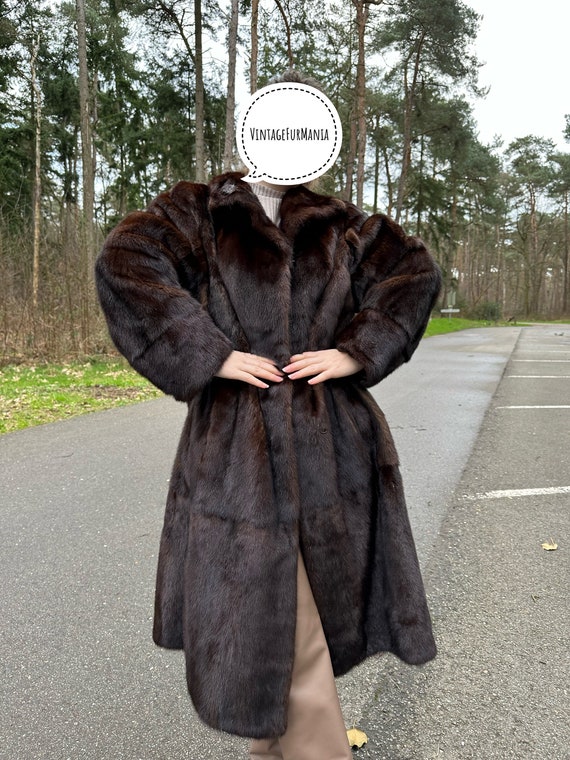 Abrigo de vison marron oscuro abrigo de vison de gran tamano abrigo de piel real abrigo