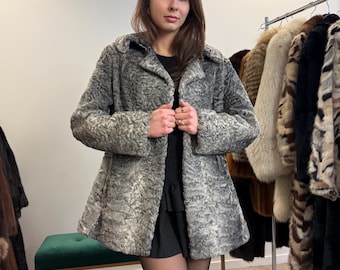Grey Astrakhan Jacket, Medium Size, Astrakhan Fur Jacket, Vintage Fur Coat, Grey Fur Coat, Thick Fur Jacket, Astrakhan Jacket, Astrakhan Fur