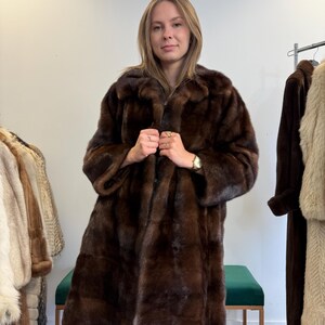ナチュラルブラウンミンクコート、XLサイズ、本物の毛皮コート、ミンク