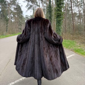 Full-Length Brown Mink Fur Coat, XL Size, High-Quality Fur, Soft Brown Mink Fur, Thick Mink Fur, Classic Vintage Style, Luxury Women&#39;s Coat