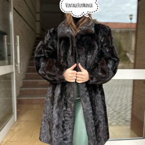 XL Mink Coat in Dark Brown Color, Long Fur Coat, Real Mink Fur, Elegant and Timeless Women&#39;s Outerwear, Thick and Soft Mink Fur Coat, Mink