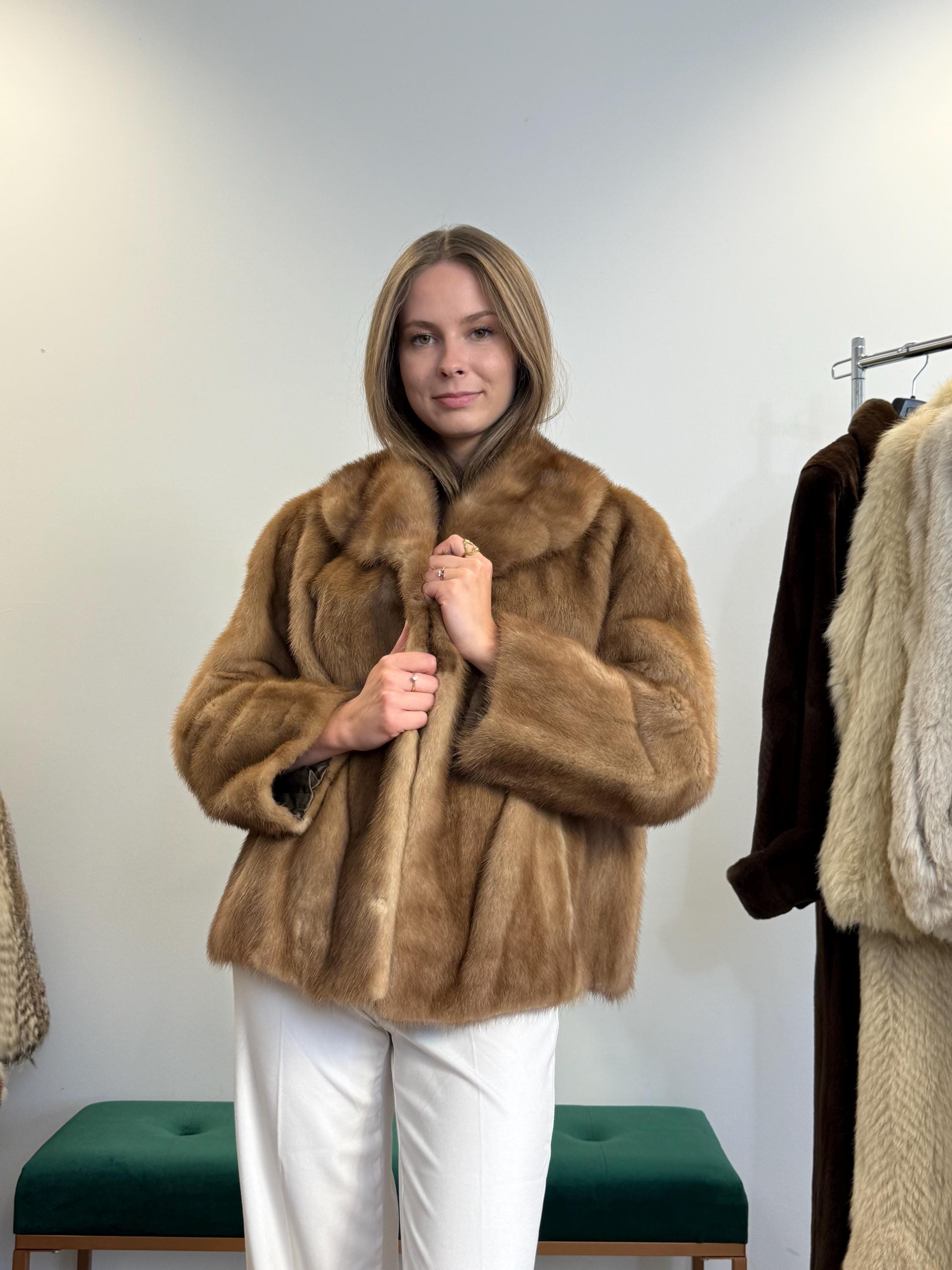 アメリヴィンテージ ECO MINK FUR COAT Denny&Dora Mens Brown Mink Fur Coat Leather Jacket Fur