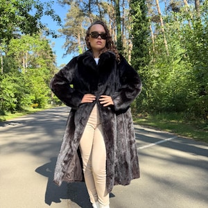 Brown Mink Fur Coat, Medium Size, High Quality Fur Coat, Long Luxury Fur Coat, Elegant Outerwear, Soft & Thick Fur Coat, Vintage Fur Coat