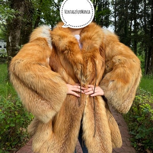 Fluffy Red Fox Fur Coat, M/L Vintage Fox Fur Coat, Real Fur