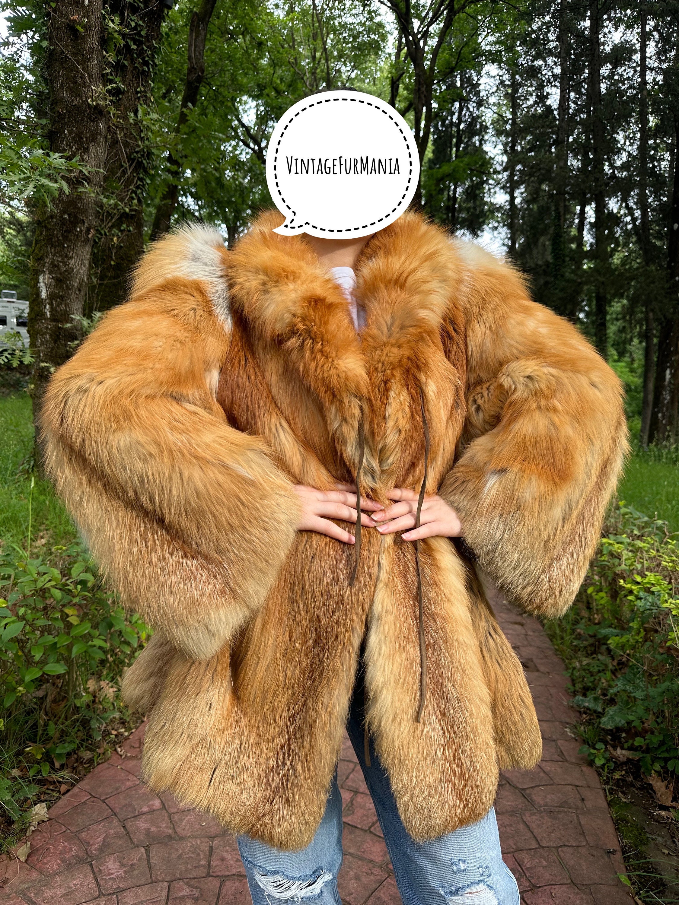 Fluffy Red Fox Fur Coat, M/L Vintage Fox Fur Coat, Real Fur Fluffy Red Fox Fur Coat, M/L Vintage Fox Fur Coat, Real Fur