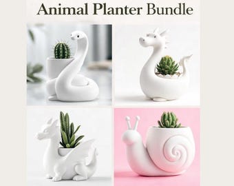 Animal Succulent Planter STL | 3D Print Plant Pot | Small Desk Planter File