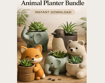 3D Animal Planter STL Set | Desk Decor (Instant Download)