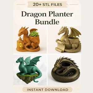 ドラゴンプランターSTLファイル：3Dプリントプロジェクト、多肉植物ホルダー（デジタルダウンロード）