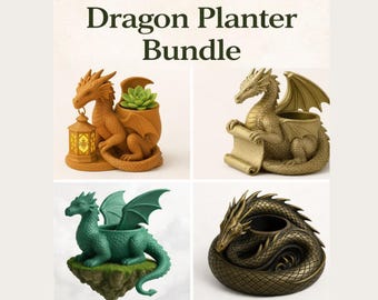 Dragon Planter STL Files: 3D Printing Project, Succulent Holder (Digital Download